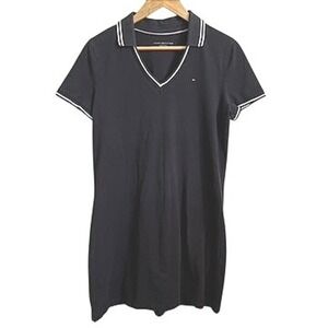 Tommy Hilfiger Women's Black Polo Dress Short Sleeve V Neck Casual‎